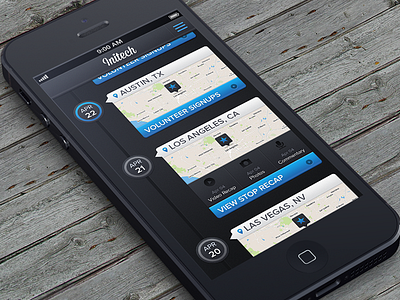Timeline Feed app black blue feed grey ios iphone maps mobile timeline ui
