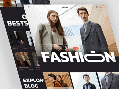 Fashion Website-Outch clothes clothing design ecommerce fahema fashion fashion store home page hype beast illustration landing page online shop streetwear style ui ux web web design website website design