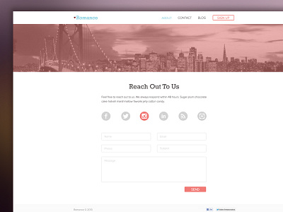 Romance Theme - Contact Page buttons contact design elements flat icons simple site theme website wordpress