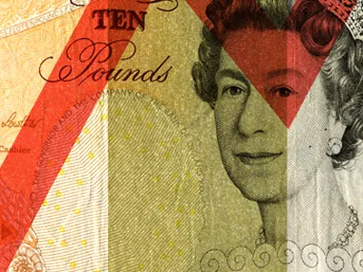 Banking and Finance #1 banking finance illustration investment line chart mixed media money pound queen