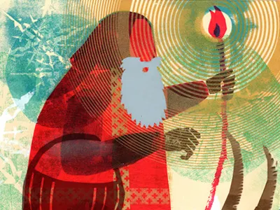 Hero 03 Sinterklaas beard christmas collab collaboration goat hero horns santa silkscreen versus