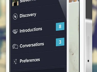 Side Menu, now with more fidelity add bubble chat compass count discover discovery fly out handshake icons navigation preferences side menu