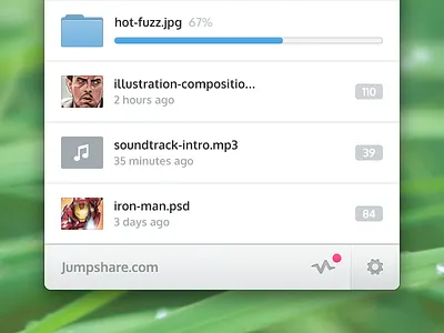 Desktop App activity files folder interface jumpshare preview progress settings ui ux
