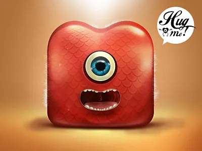 Hug me ! application coeur heart hug me icon idea illustration ios ipad iphone love mobile monster painting photoshop sale ui unused