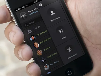 Steam app app apple clean dark flat iphone iphone4 steam ui