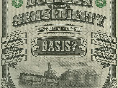 Beyond the Bean - Mag Cover chicken currency design farming halftone illustration magazine money pig print rinker soy train typography