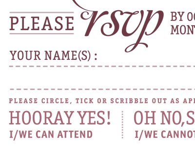 Wedding RSVP affair officina sans officina serif rsvp wedding