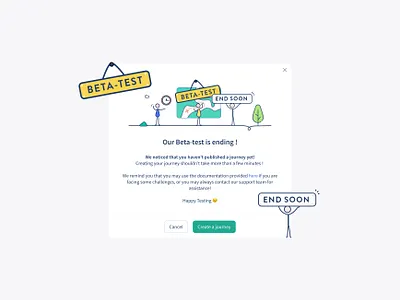 Journey beta-test modal design design feedback illustration modal pop up survey