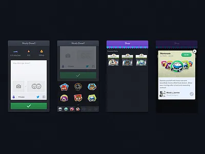 Healthy Heroes (check-out) app bags buttons checkout dark game green health ios iphone orange plastic bags stats stickers store ui ux yellow