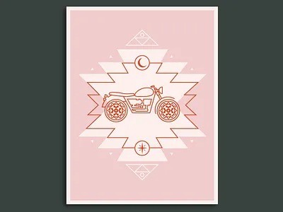 Motorcycle Print geometric moon motorcycle star vector