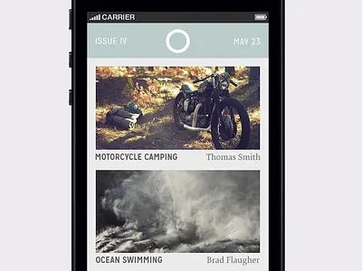 Offline: Table View app articles clean content elena flat ios iphone magazine minimal mission gothic photograph ui user experience user interface ux