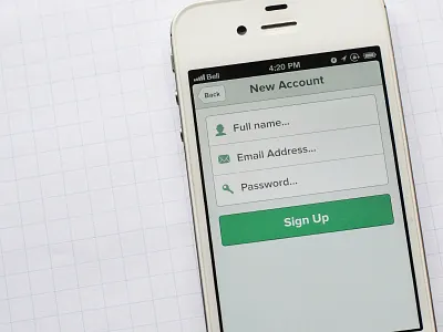New Account - iPhone app flat green ios iphone sign up