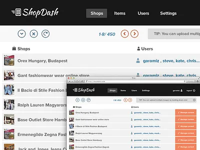 flat admin cms . admin app black clean cms design flat gui icon interface ipad list logo mac minimal simple site typography ui web