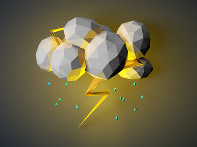 Low-Poly Weather 3d bolt cinema4d clouds lightening low poly low poly lowpoly photoshop rain raining render scene