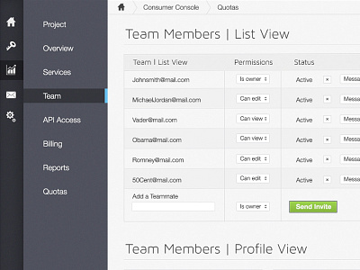 Dashboard | Member list api app clean dashboard device interface ios mac stats ui ux website