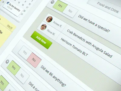 Manager's Log app entry log manager no restaurant row status table task ui ux web app yes