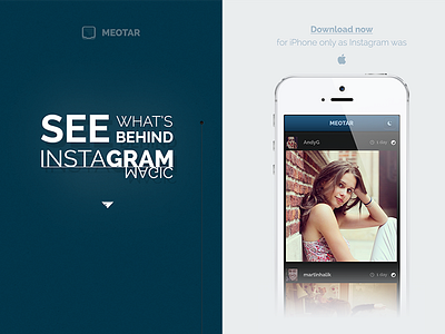 Web for an app called Meotar app instagram ios iphone landing meotar web webdesign