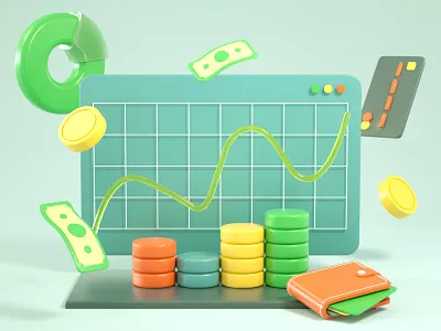 Finances 3D Illustration 3d charts cinema 4d ecommerce finances illustration markets money trends wallet web