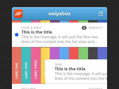 swipebox app email inbox list message swipe ui ux