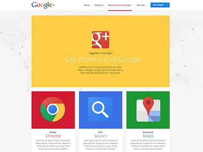 Google+ // early explorations chrome colours google landing page layout map maps overview plus search wip world