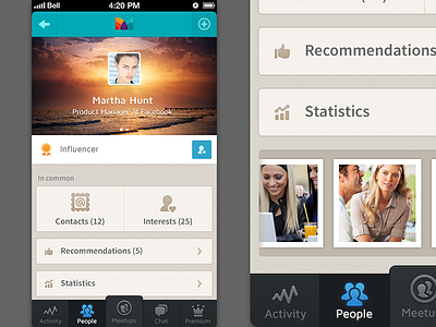 an app (profile) clean friends green icons ios iphone profile social ui ux
