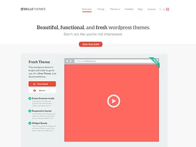 homepage web design club design flat homepage layout red theme themes ui wordpress