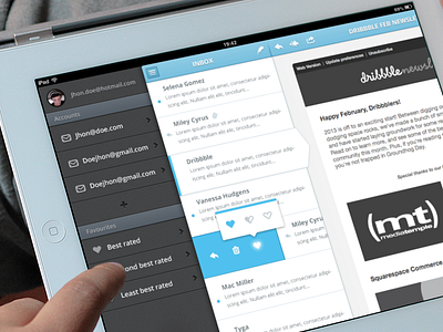 First Ever Ipad App Attempt app batch blue design icons ipad mail mail app popup sidemenu ui