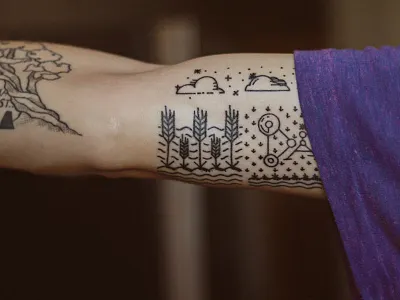 Simple tattoo boston cloud corn crops field illustration ink massachusetts minimal simple sky space star tattoo