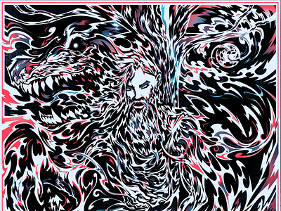 The Werewolf Kindly Requests III blue clutch drawing gig poster halftone illustration illustrator process vector werewolf wolf
