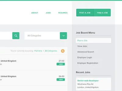WpJobBoard Plugin Theme drop down flat job board minimal rows
