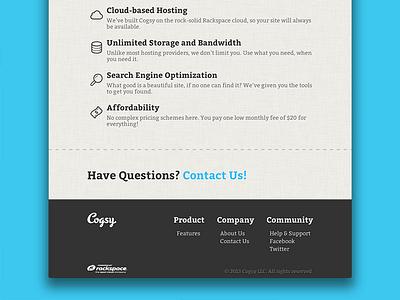 Cogsy Features Footer cogsy design footer simple web