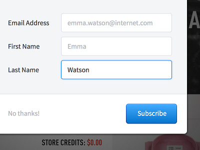 CakeMail Newsletter Signup Form blue cakemail emma watson form light lightbox newsletter popover popup signup ui