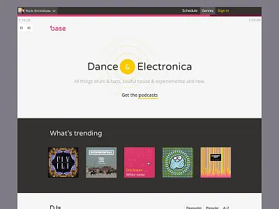 Genre base clean desktop minimal mobile music radio radio station responsive ui web website