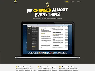 Redesigned our app site dark desktop gui icon light mac osx responsive typography ui webdesign words