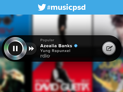 Twitter #Music player .psd awesome azure blue button canada download free freebie gui inspiration interface kit media menu music play player psd rdio resources retina template toronto twitter ui verified
