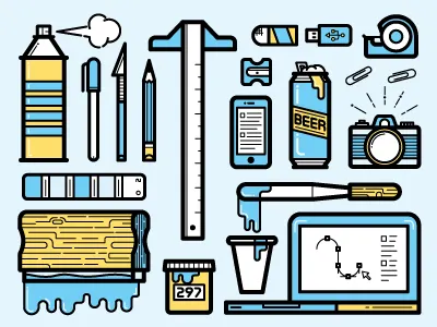 Design Icons beer carmera icons iphone laptop pantone pencil pms spray squeegee tape