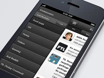 Reddit Menu app clean concept dark ui ios iphone reddit redesign simple ui ux