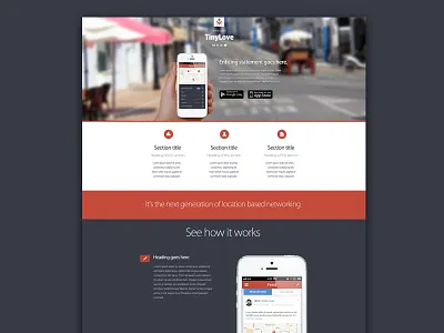 TinyLove Landing Page app iphone landing page location mobile website photoshop tinylove ui web design