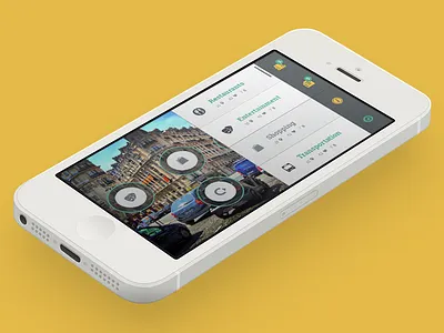Discovered app app ar augmented crisp discovery flat green grey ios local minimal reality roboto slab yellow