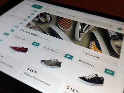 Flatpad Mockup #02 Store boxes commerce design example flat interface store user webdesign website