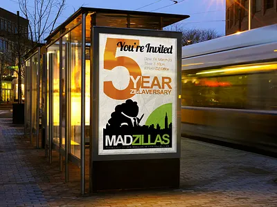 5 Year Zillaversary 5 anniversary designzillas five flyer invitation mad men mockup post years zillas