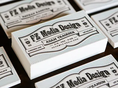 FZ Media Letterpress adam trageser american branding business card cards design hand icon keystone layout letter letterpress lettra old photo retro ribbon sexy type typography vintage