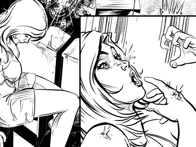 Comic Story Page alice comic dark illustration ink manga manga studio wonderland