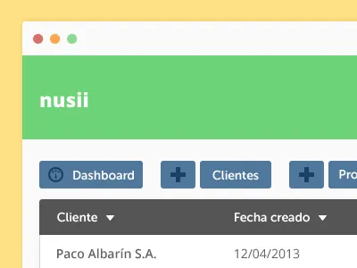 nusii - landing page buttons dashboard data flat landing proposals ui web