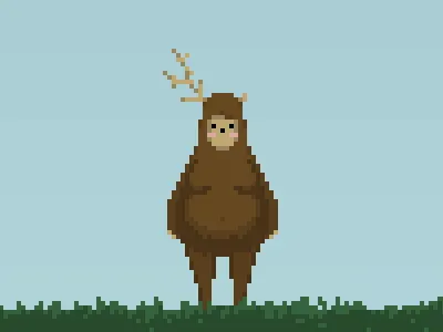 Antler and Space Cat bear cat deer pixel art video game