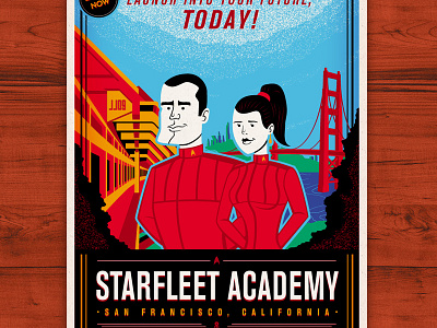 Launch Into Your Future illustration screen print star trek
