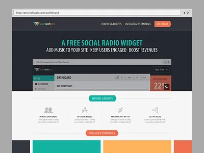 Widget landing page. design flat javascript music ui widget