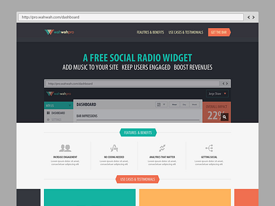 Widget landing page. design flat javascript music ui widget