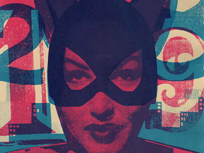 Villain #6 Catwoman blue cat catwoman cyan magenta process purple screen print silk screen versus woman