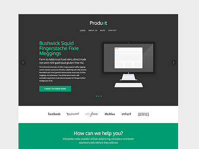 Produkt button client clients content email featured features flat flat design flat ui flat website footer form green header landing page listing log in product products sign up signup thumbnail typography